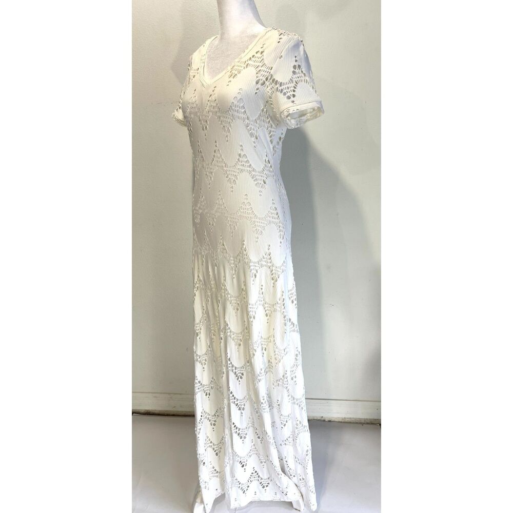 Vintage Exit in White maxi dress net breathable casual coastal women's XL